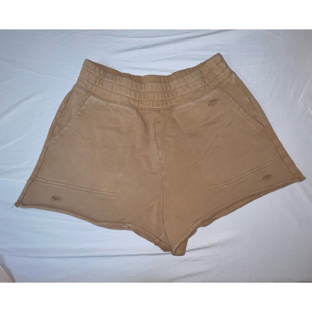OFFLINE by Aerie Lounge Shorts Camel Tan Knit Fleece Elastic Waist S/P Cozy